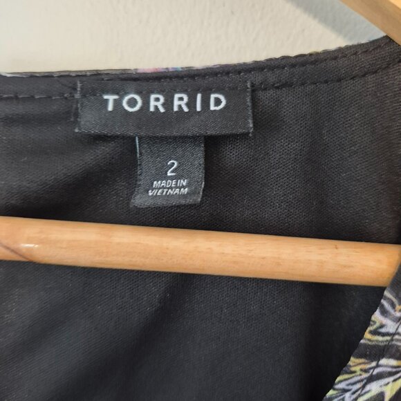 Torrid Black Floral Chiffon Lurex Tiered Ruffle Mini Dress Size 2X - Picture 4 of 11